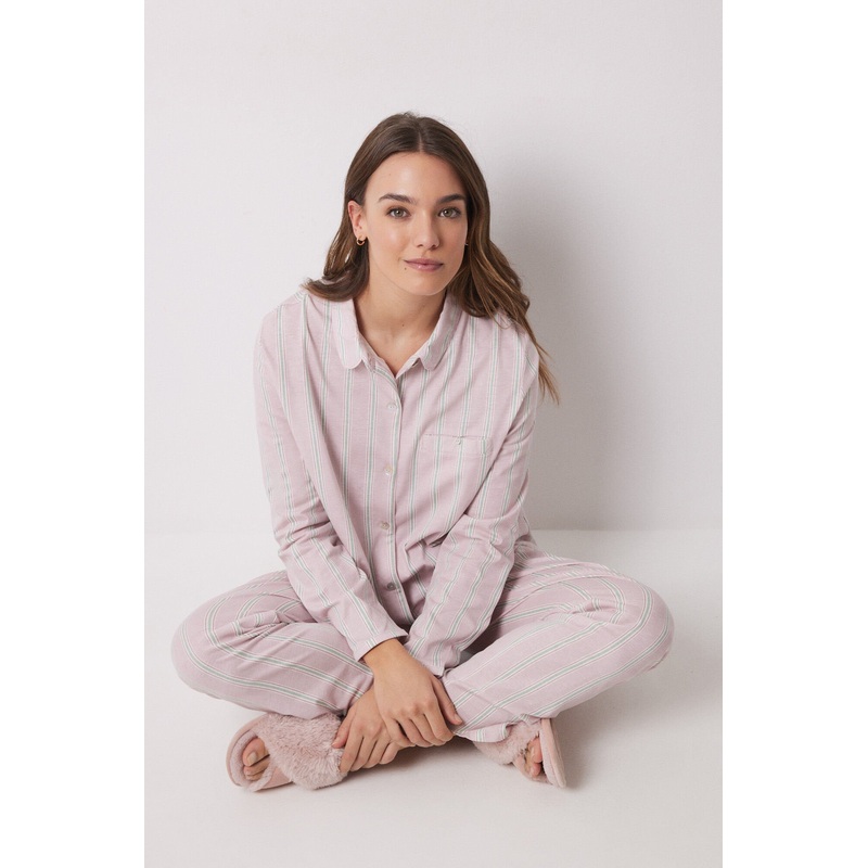Long Shirt Pajamas 100% Cotton Striped
