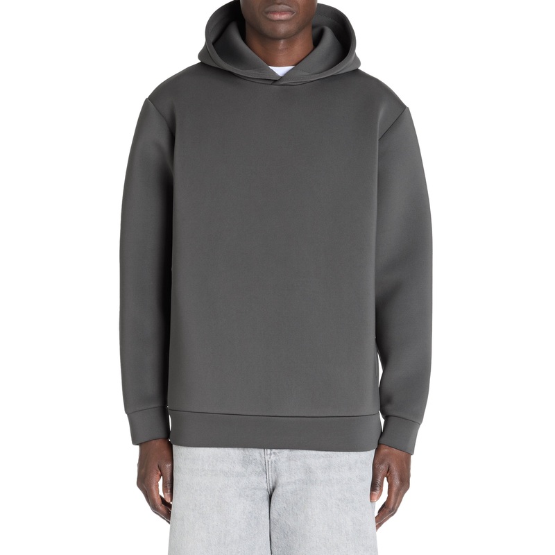 Oversized Stretch Hooded Sweatshirt - Gray