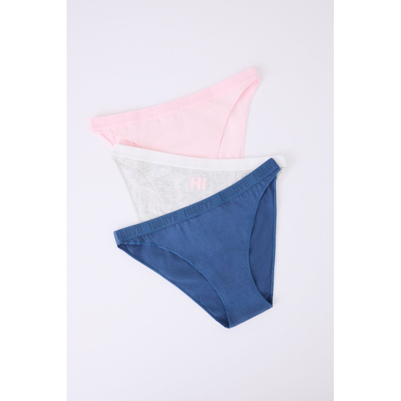 Pack of 3 Classic Panties in Pink, Grey, Blue