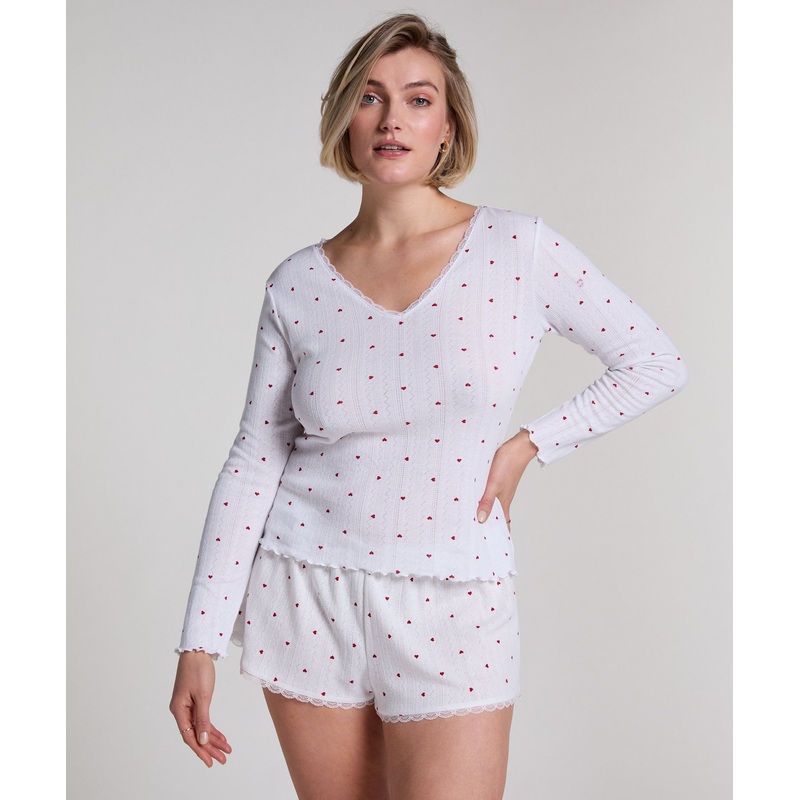Pointelle Pyjama Shorts - White