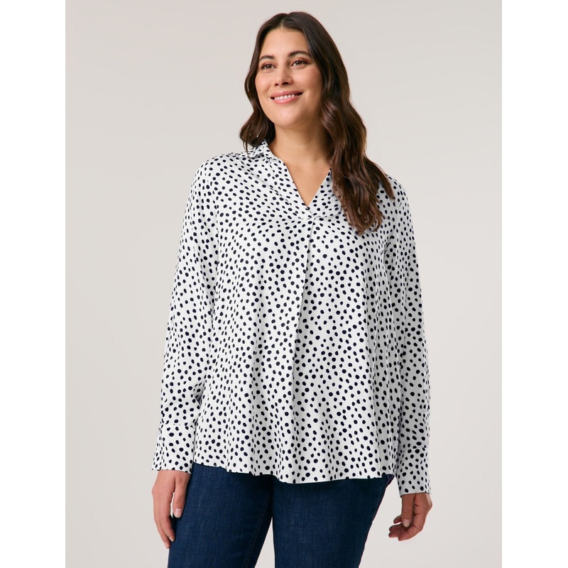 Polka Dot Blouse with a V-Neckline