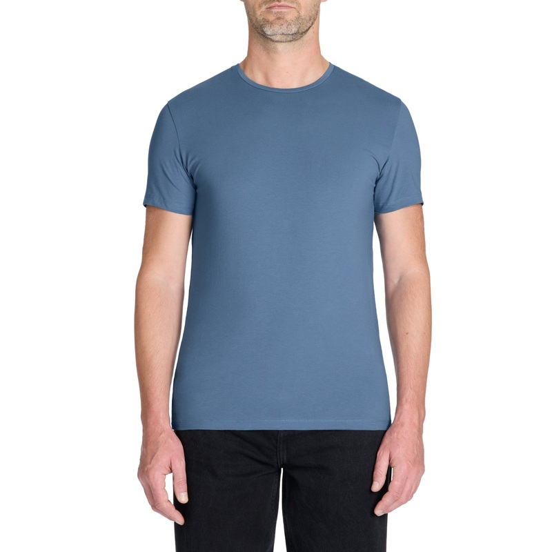 Slim Round Neck T-Shirt 100% Stretch Cotton - Navy