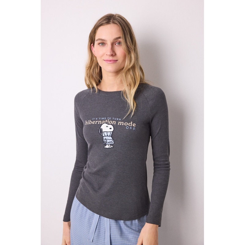 Snoopy Ribbed Long Sleeve T-Shirt
