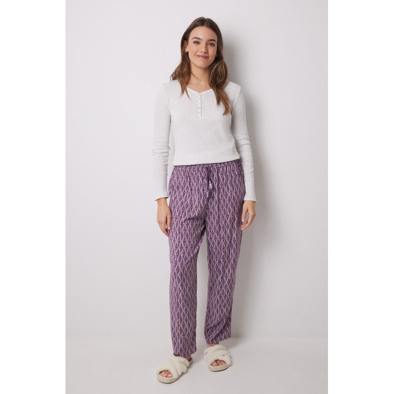 Viscose Carrot Trousers with Ikat Print