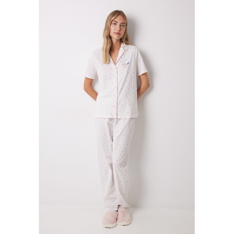 100% Cotton Shirt Pajamas with Pink Hearts