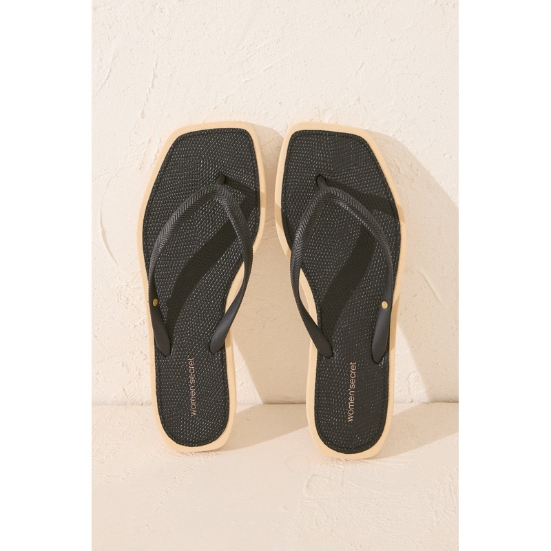 Black Snake Square Toe Flip Flops