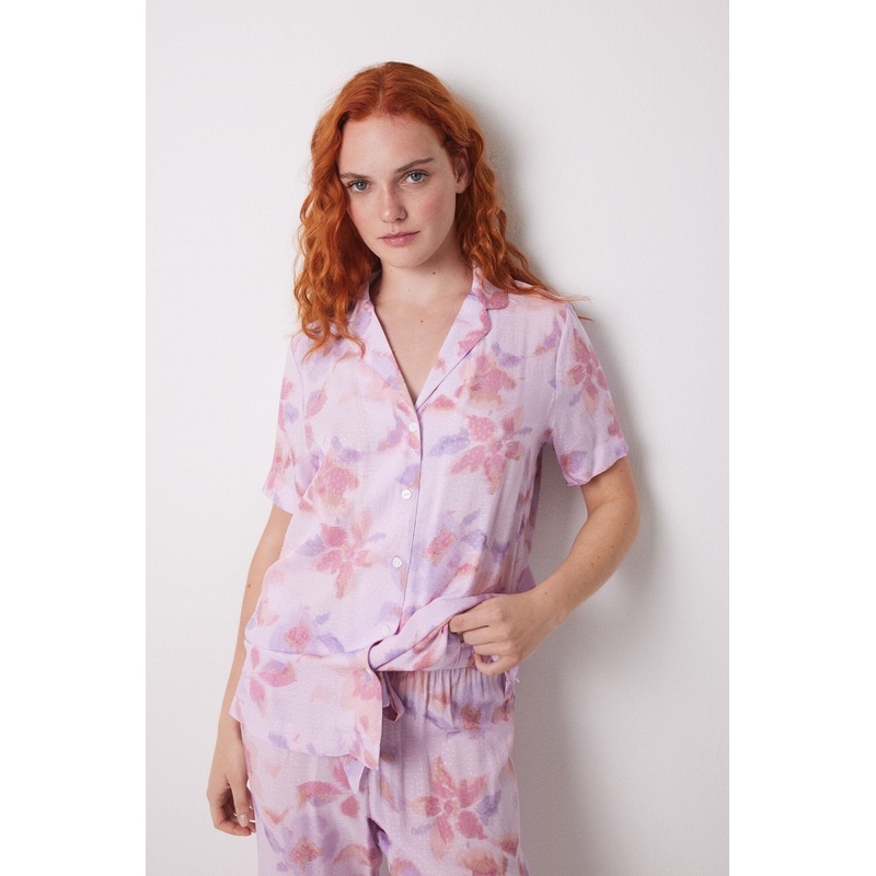 Capri Viscose Floral Shirt Pajamas
