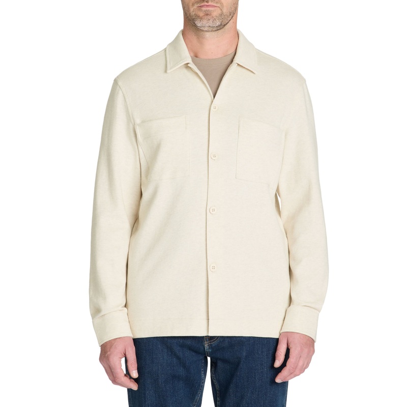 Cotton Blend Casual Overshirt Shirt - White