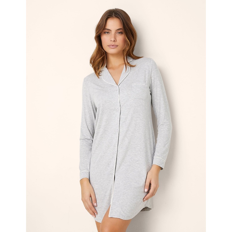 Daily Long-Sleeved Nightgown with Tencel  Modal