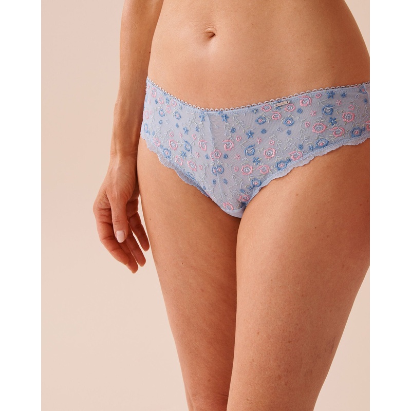Embroidered Mesh Cheeky Panty