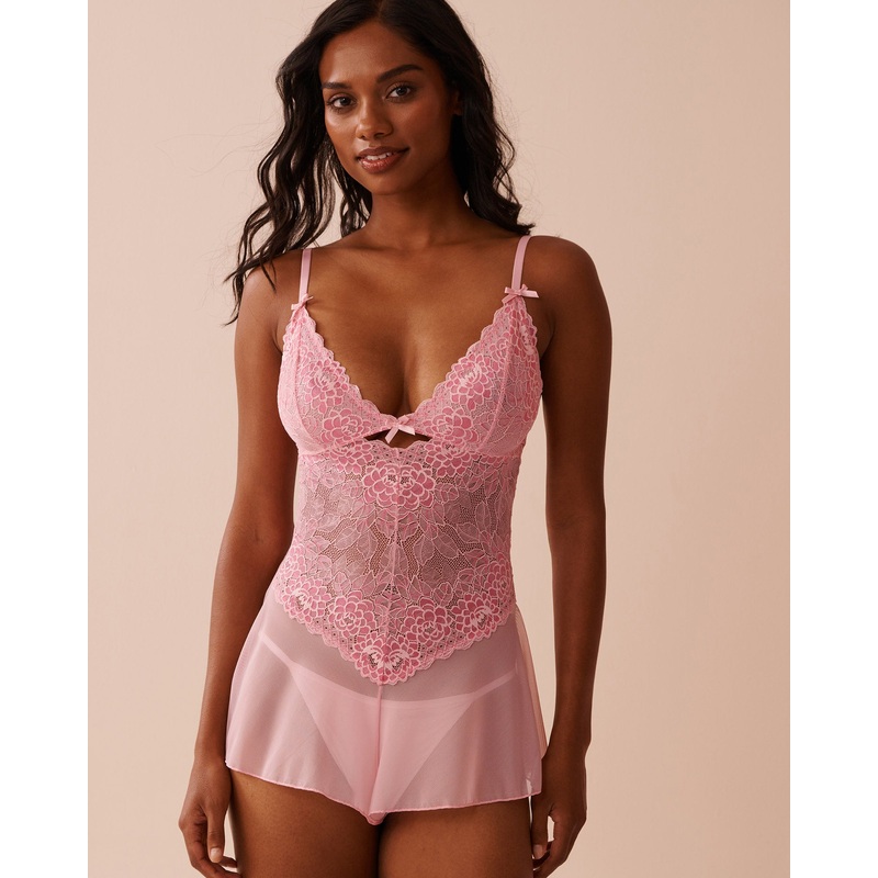 Floral Lace and Mesh Romper