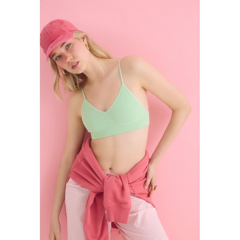 Green Padding Top Bra with Removable Cups