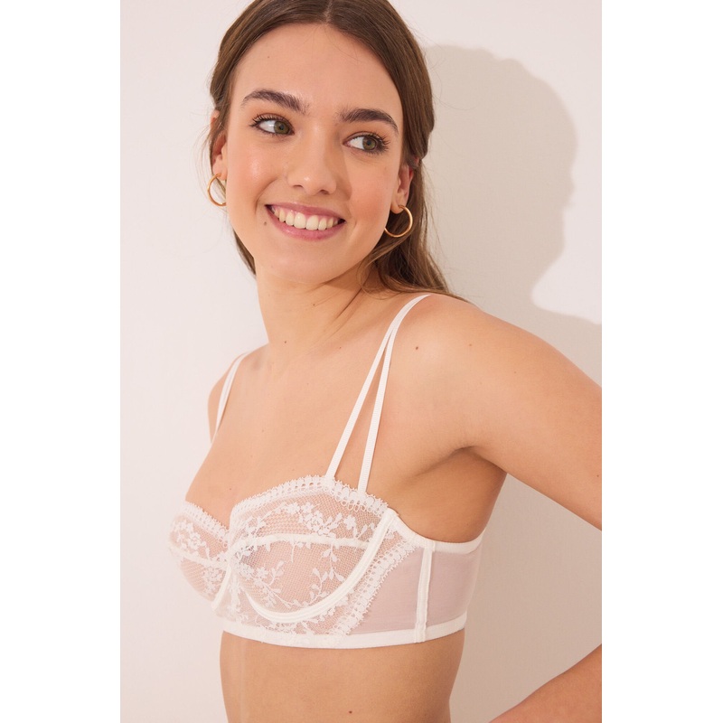 INTUITIVE Balconette Bra White Lace in Different Cup Sizes