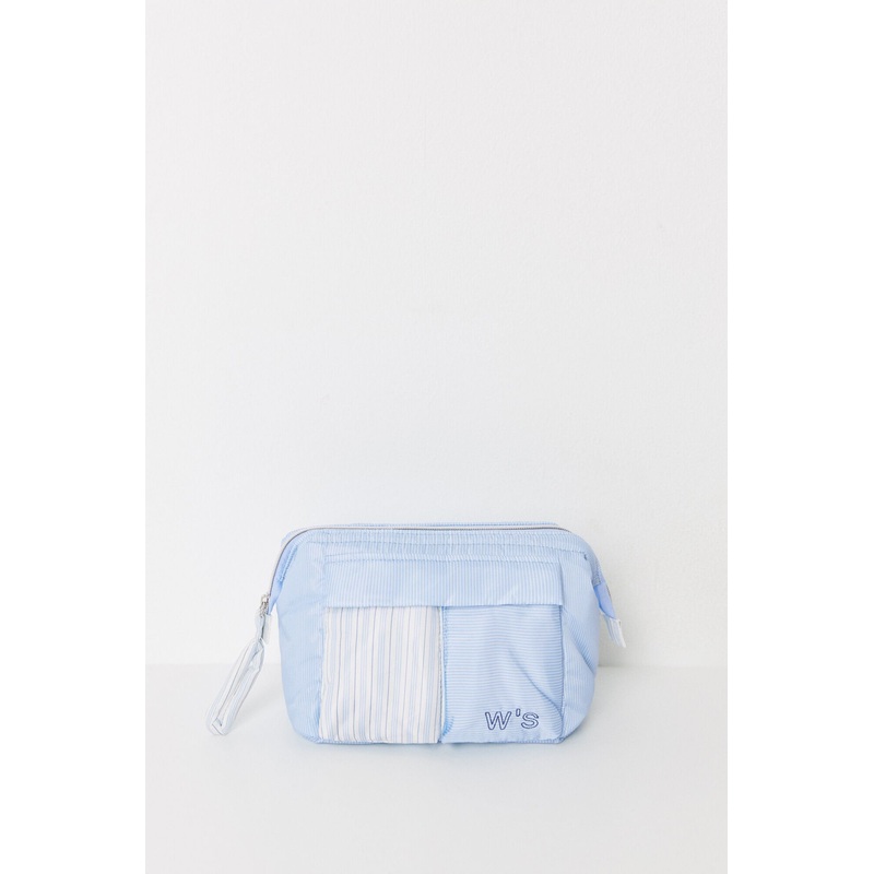 Large Nylon Toiletry Bag with Striped Print