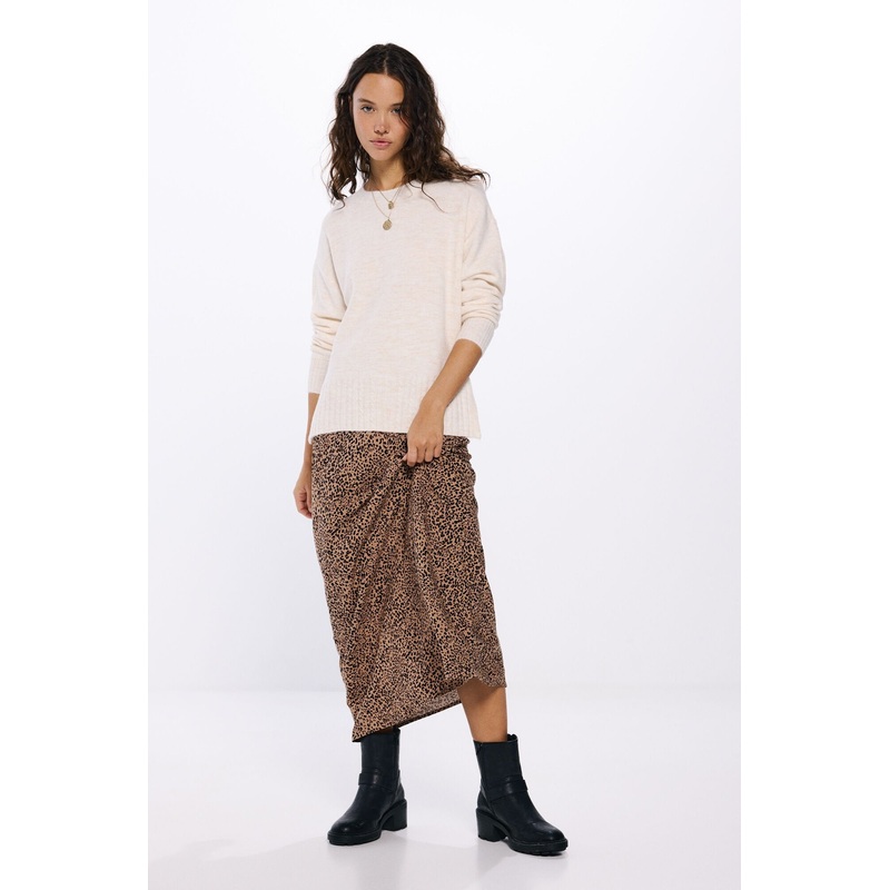 Leopard Print Midi Skirt
