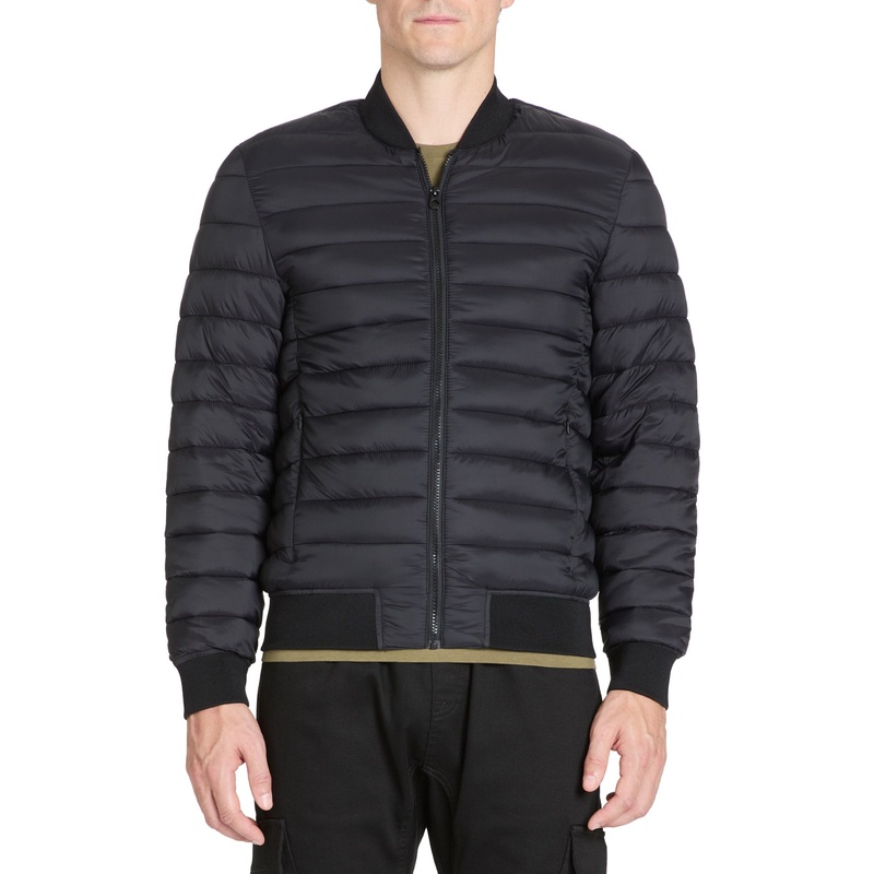 Light Bomber Neck Down Jacket - Black