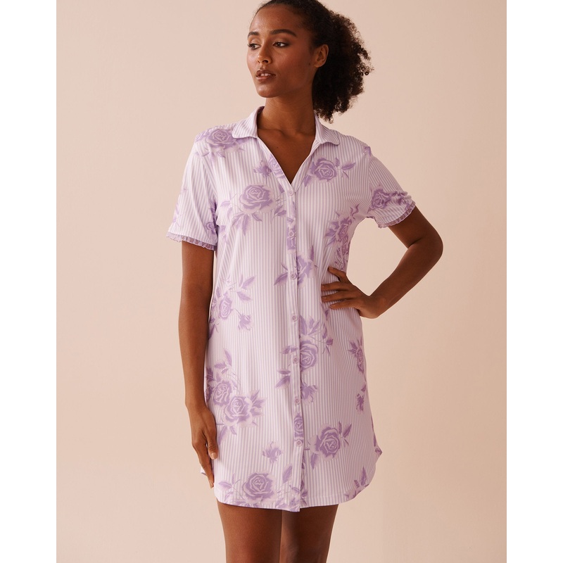 Lilac Rose Print Super Soft Sleepshirt