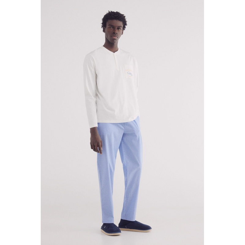 Long Pajama Trouser with Blue Striped