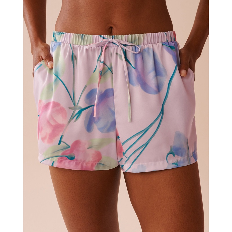 Luxury Edition Lavender Garden Print Satin Shorts
