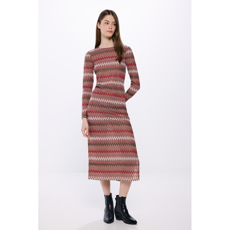 Midi Dress Zigzag Borders