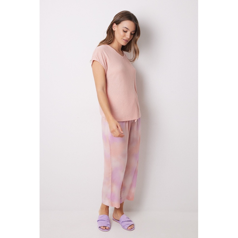 Orange Tie-Dye Print Capri Pajamas