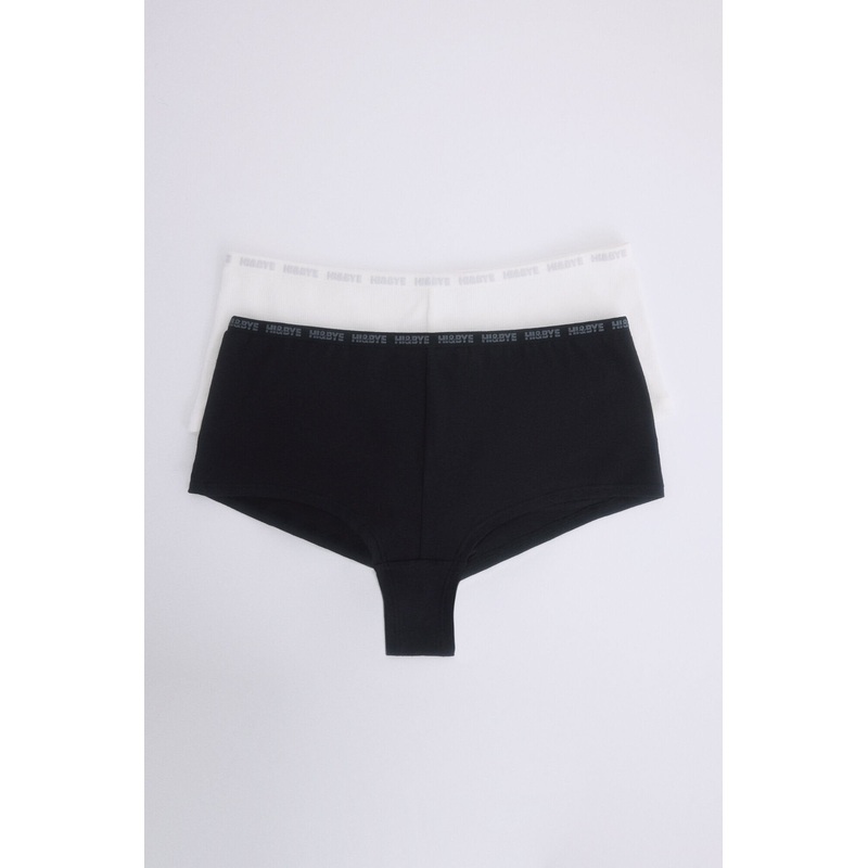 Pack of 2 Black and White Boxer Panties