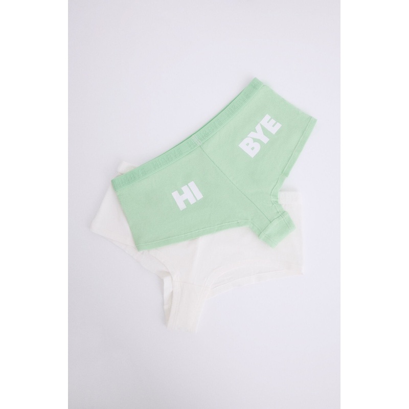 Pack of 2 White and Green Boxer Panties