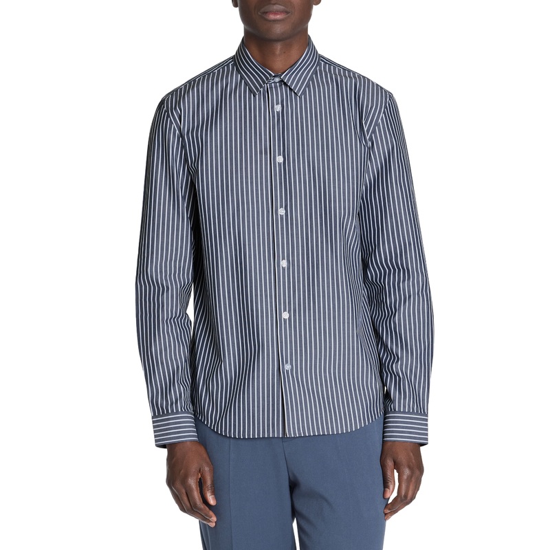Regular Striped Shirt 100% Cotton - Navy