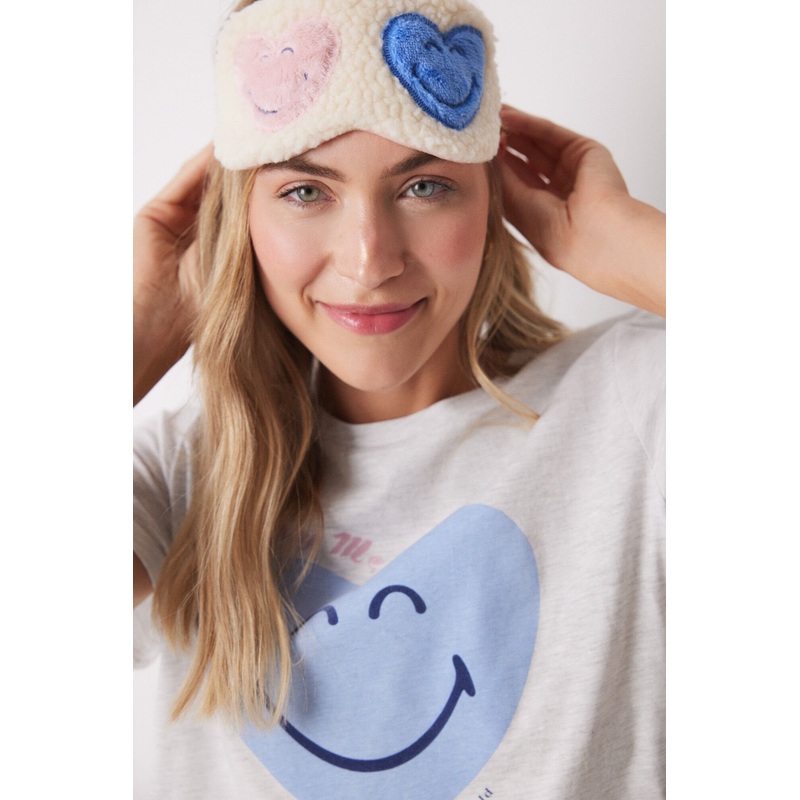 Smiley Faux Shearling Sleeping Mask