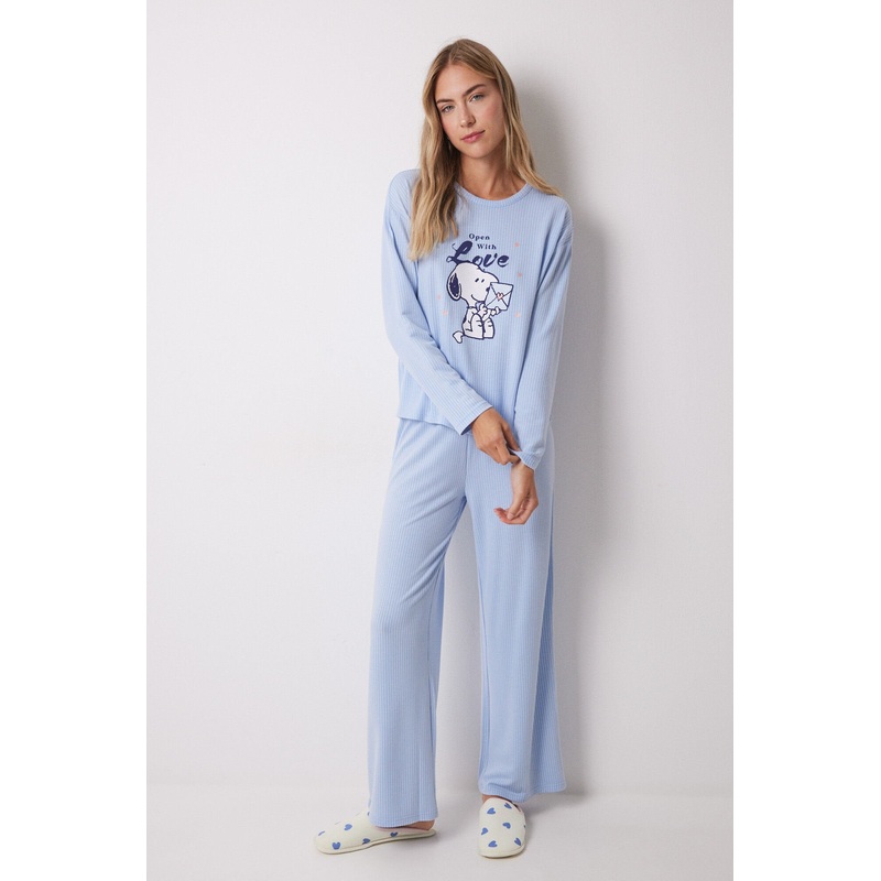 Snoopy Ribbed Texture Long Pajamas