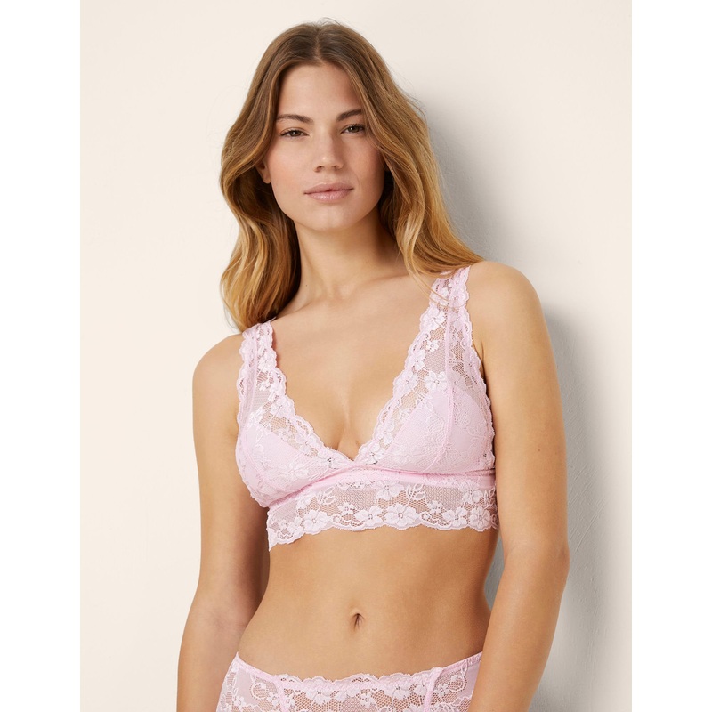 Unlined Bralette in Soft Pink Lace