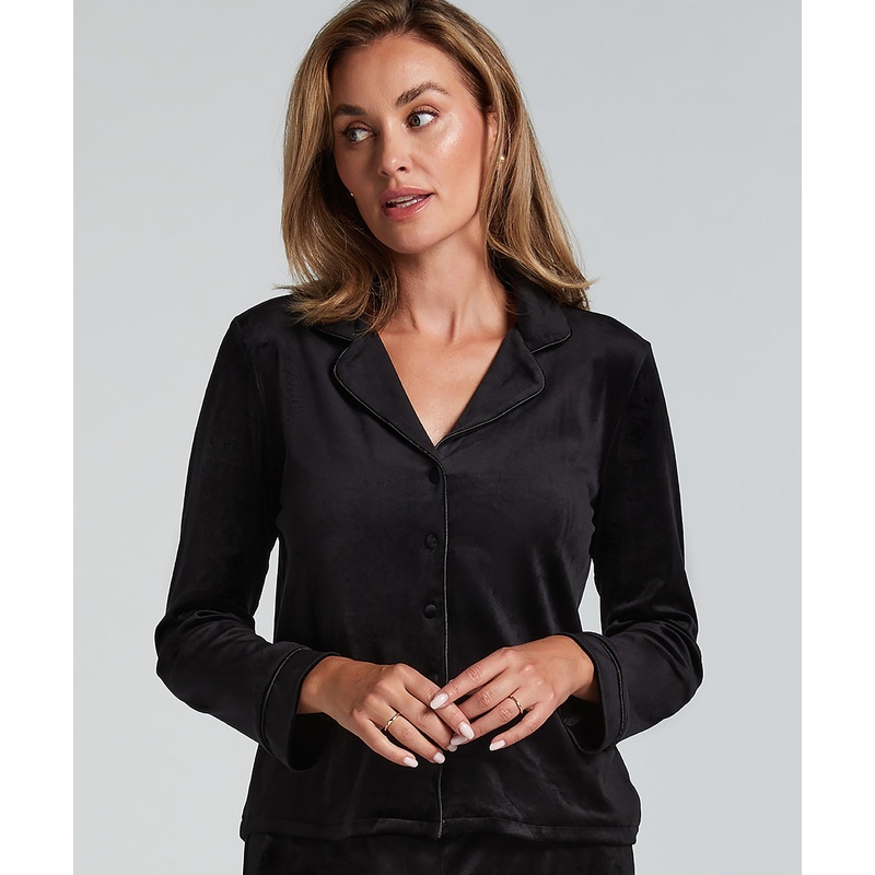 Velours Long-Sleeved Jacket - Black