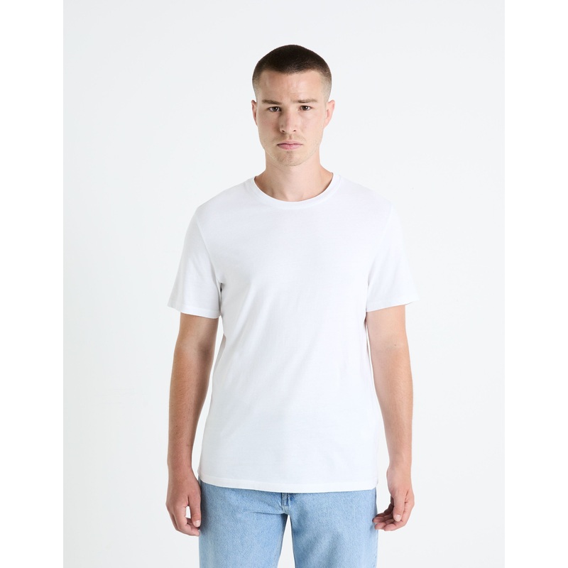 100% Cotton Straight Round Neck T-Shirt - White