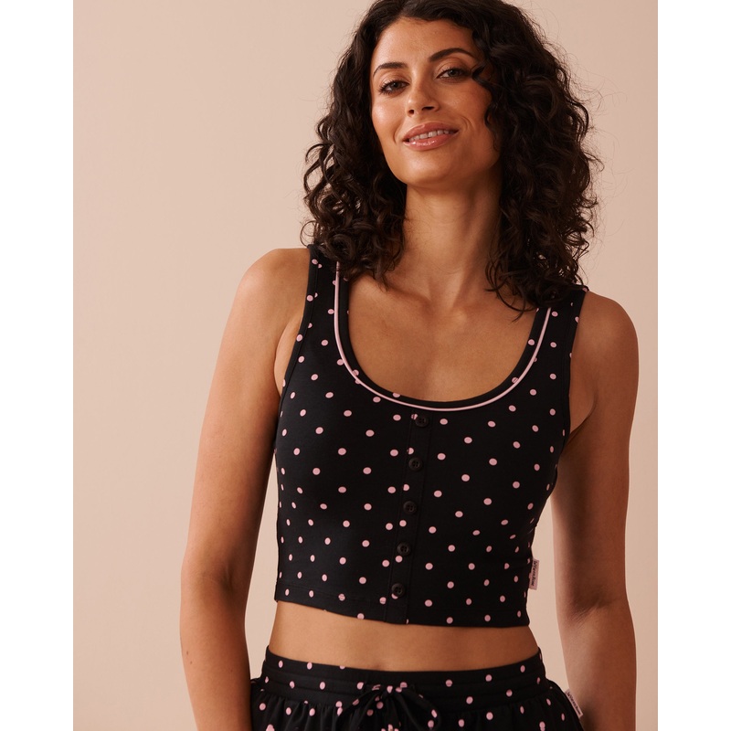 Button Detail Cotton Crop Cami