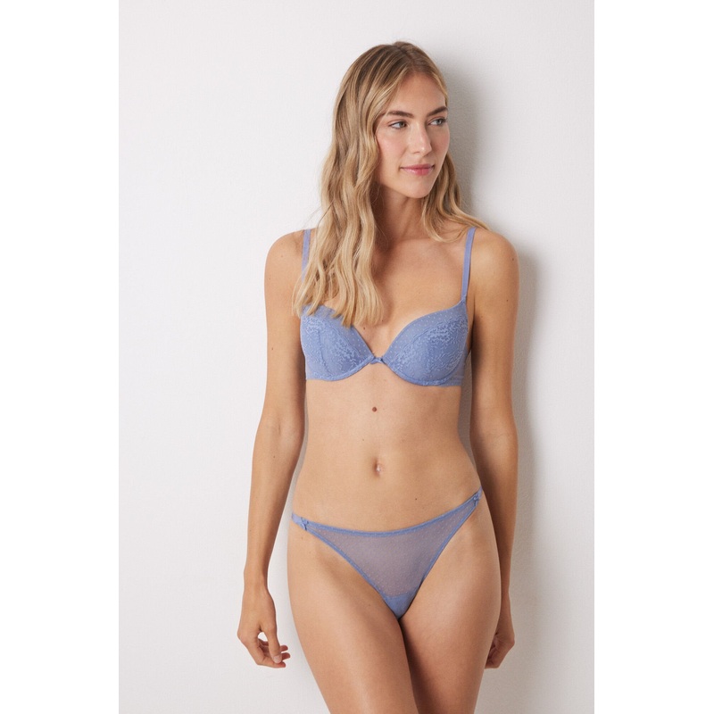 Classic Blue Lace Plumetis Panty