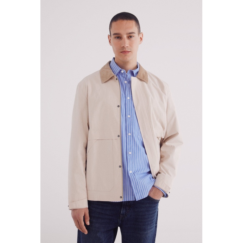 Corduroy Neck Short Parka