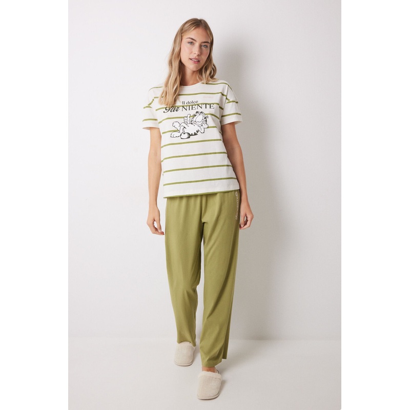 Garfield Cotton Long Pajamas Short Sleeve