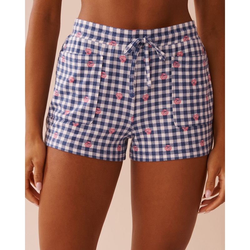 Gingham Print Pajama Shorts