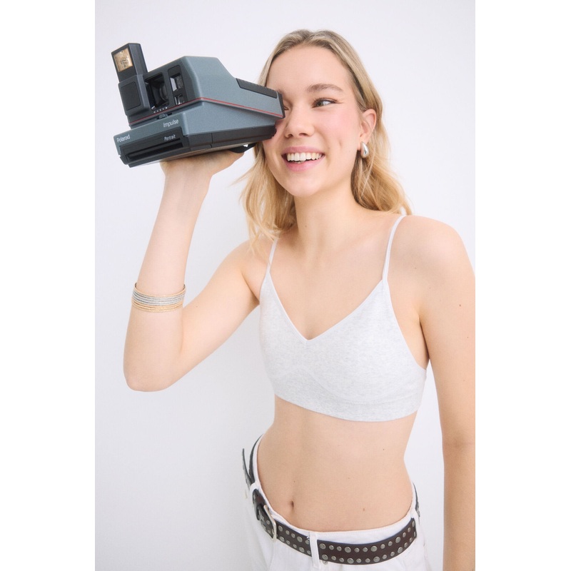 Grey Padding Bra Top with Removable Cups