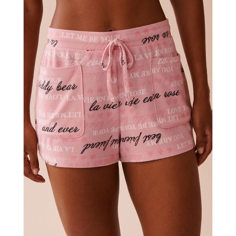 Heart and Letter Print Pajama Shorts
