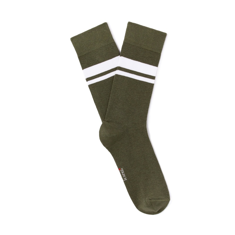 High-Cut Sports Socks 100% Stretch Cotton - Khaki