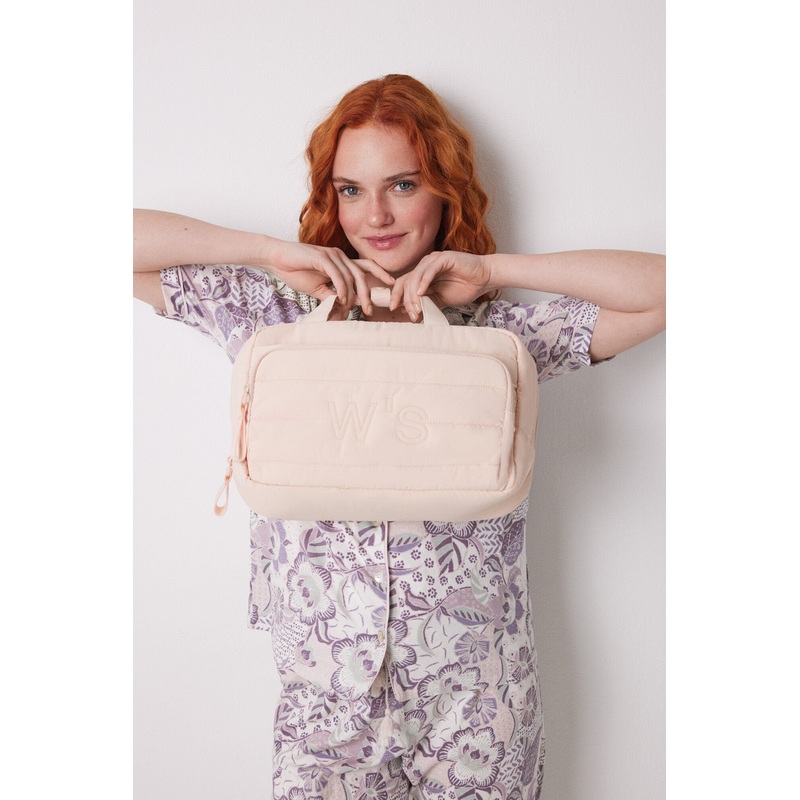 Large Pink Quilted Toiletry Bag