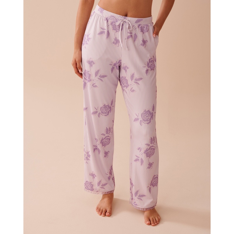 Lilac Rose Print Super Soft Pajama Pants