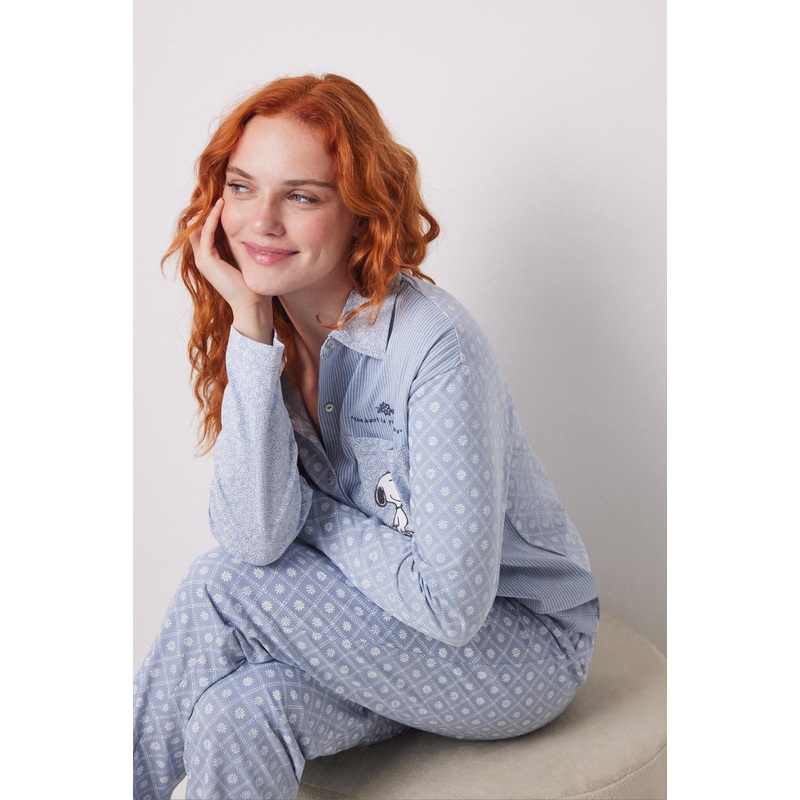 Long Classic Pyjamas 100% Cotton Striped and Flowers