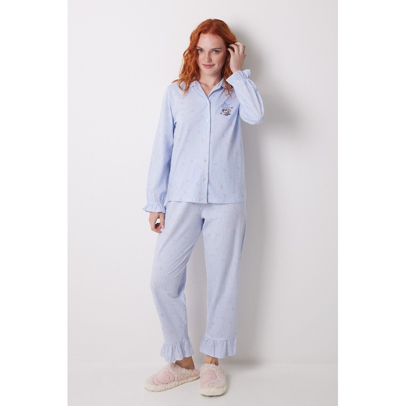 Long Shirt Pajamas 100% Cotton Blue Striped
