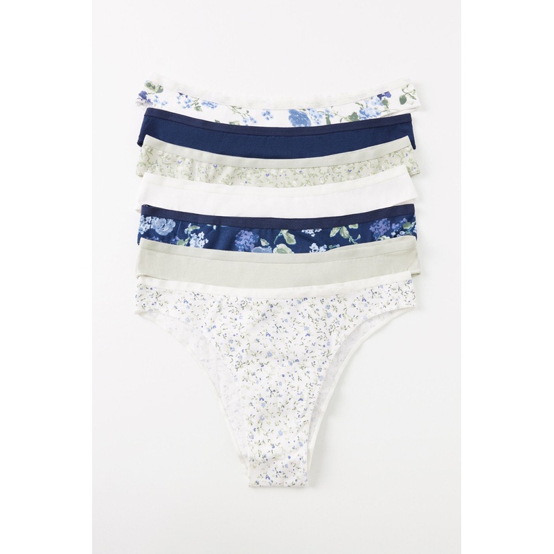 Pack of 7 Plain and Print Cotton Brazilian Panties