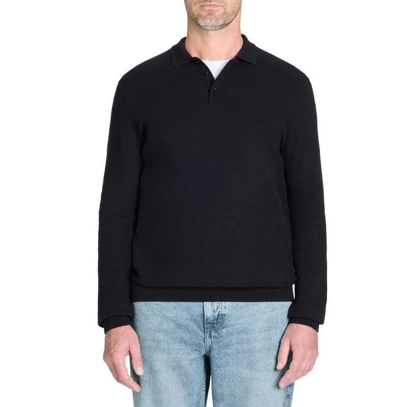 Polo Shirt with Polo Collar 100% Cotton - Black