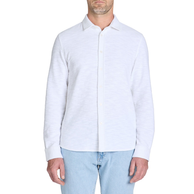 Regular Cotton Blend Terry Shirt - White
