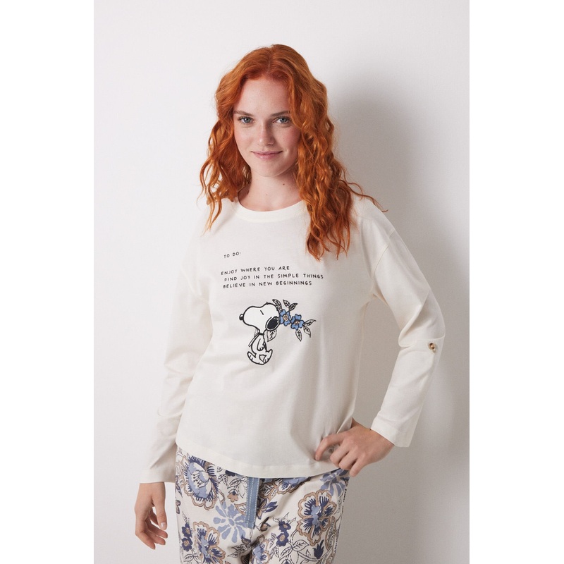 Snoopy 100% Cotton Long Sleeve T-Shirt