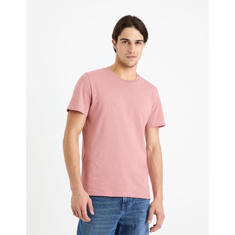 Straight Round Neck T-Shirt 100% Cotton - Pink